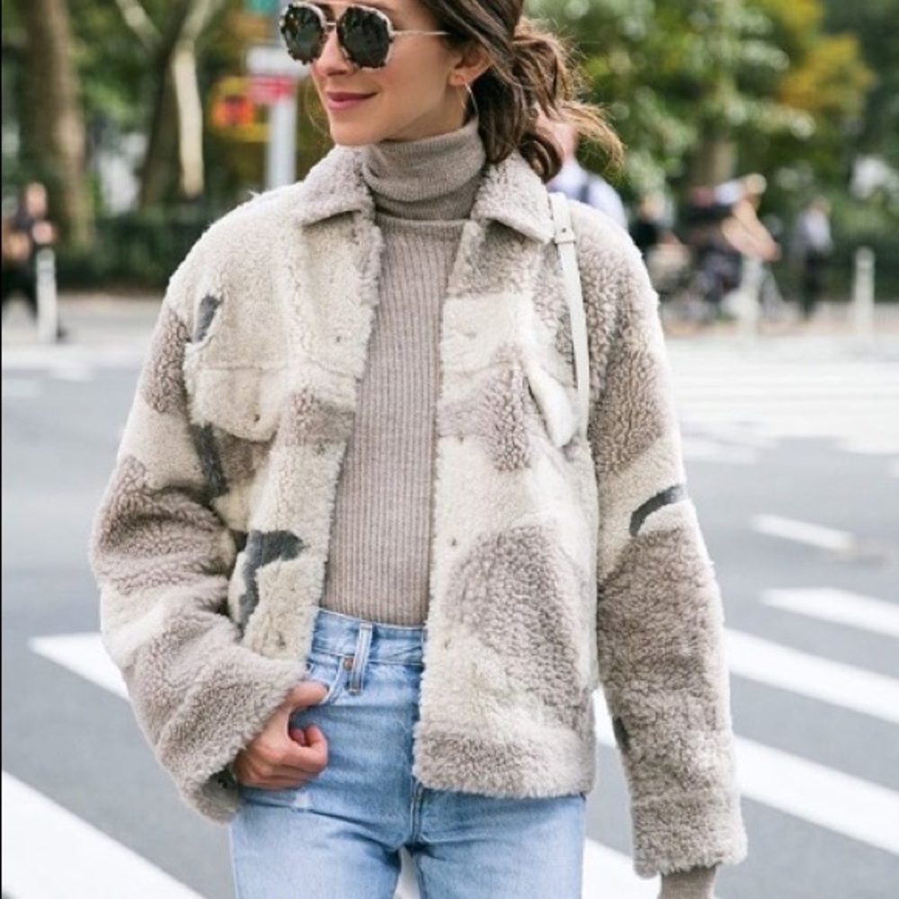 Rag & Bone Jake Shearling Camouflage Jacket, M